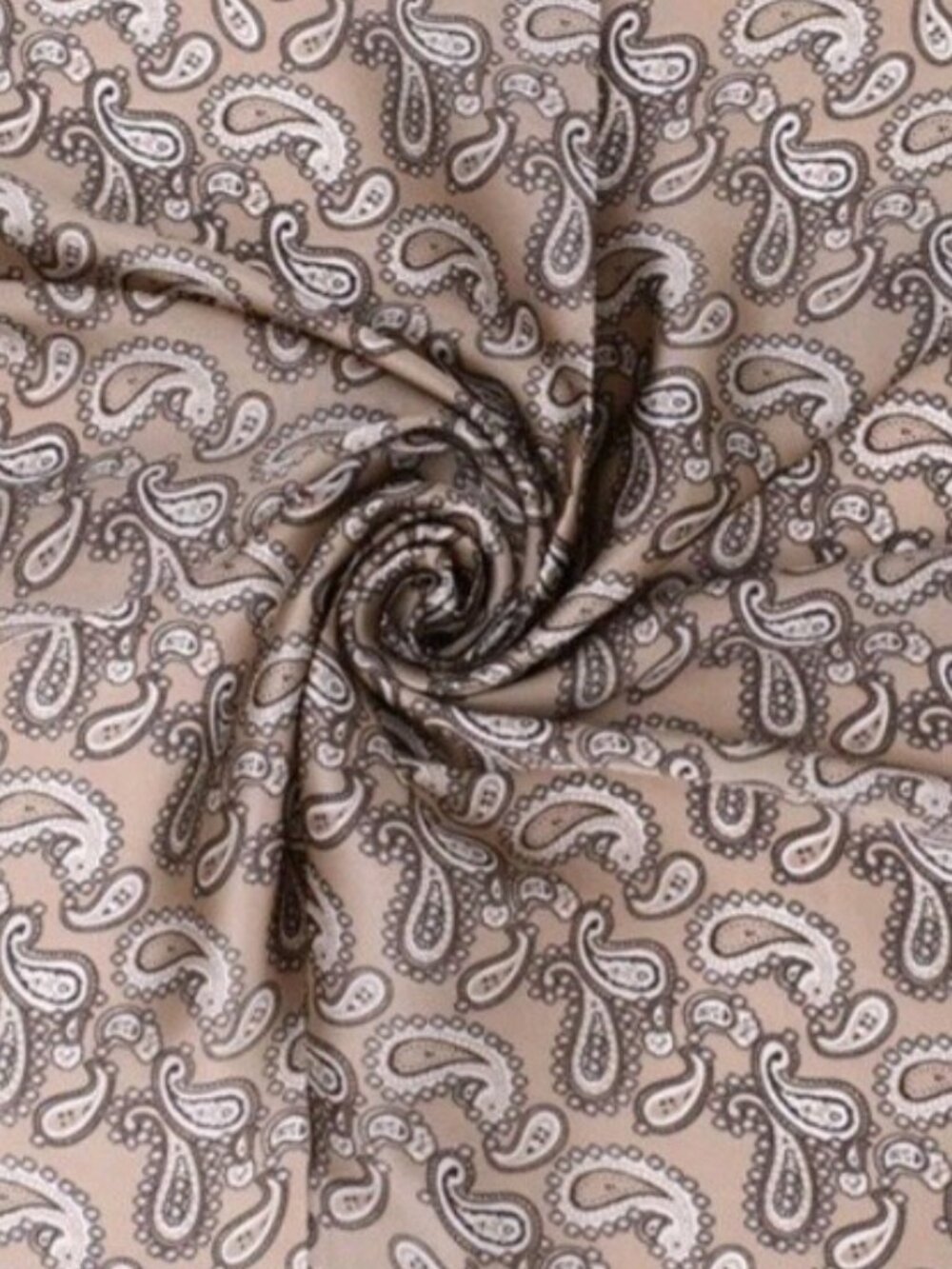 CREAM B & W Bandana Poly-Silk 27” Square SCARF by ORNAMENTS NEW